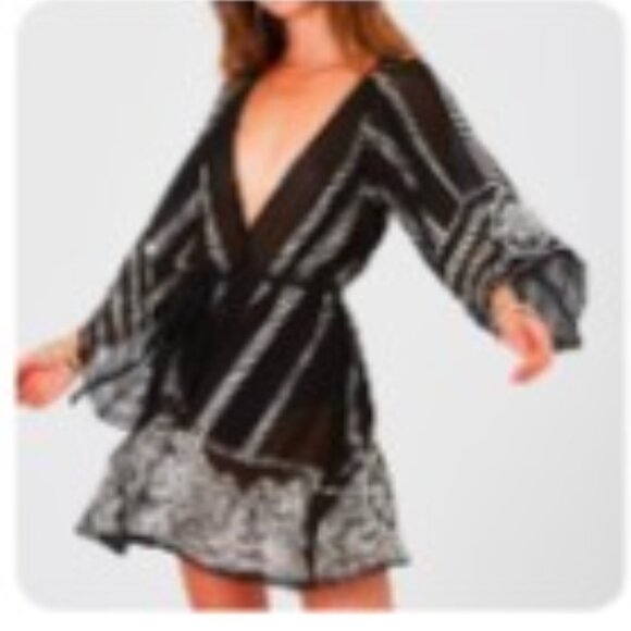 Free People Jen's Pirate Booty Sequined/Beaded Kimono - Picture 1 of 6